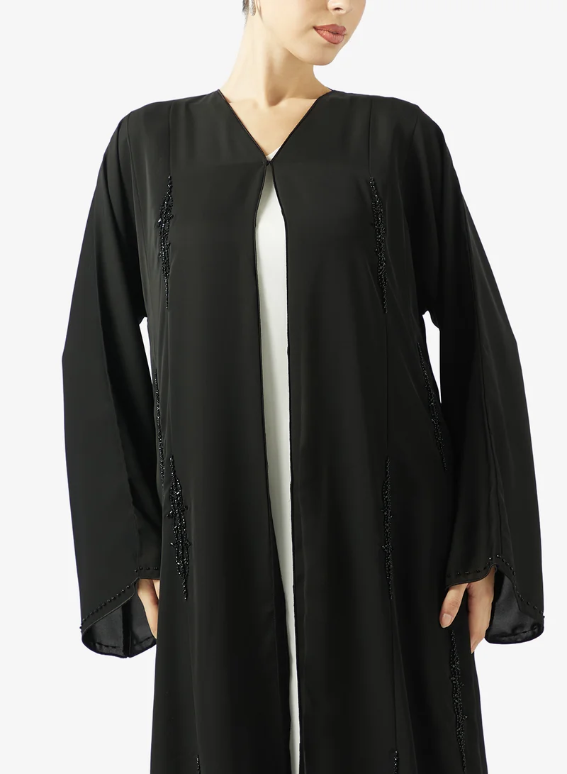 Hayas Closet  Embellished Open Front V Neck Abaya for Women | Best Price UAE